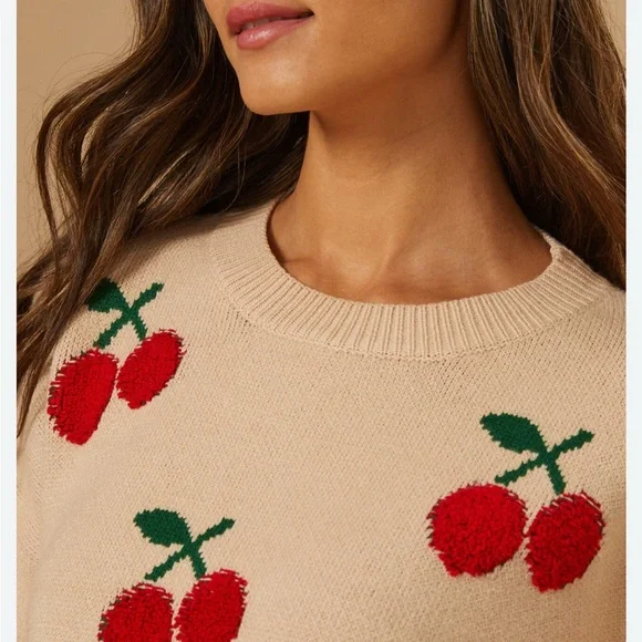 Altar'd State Cherry Sweater Size Small - Picture 4 of 7